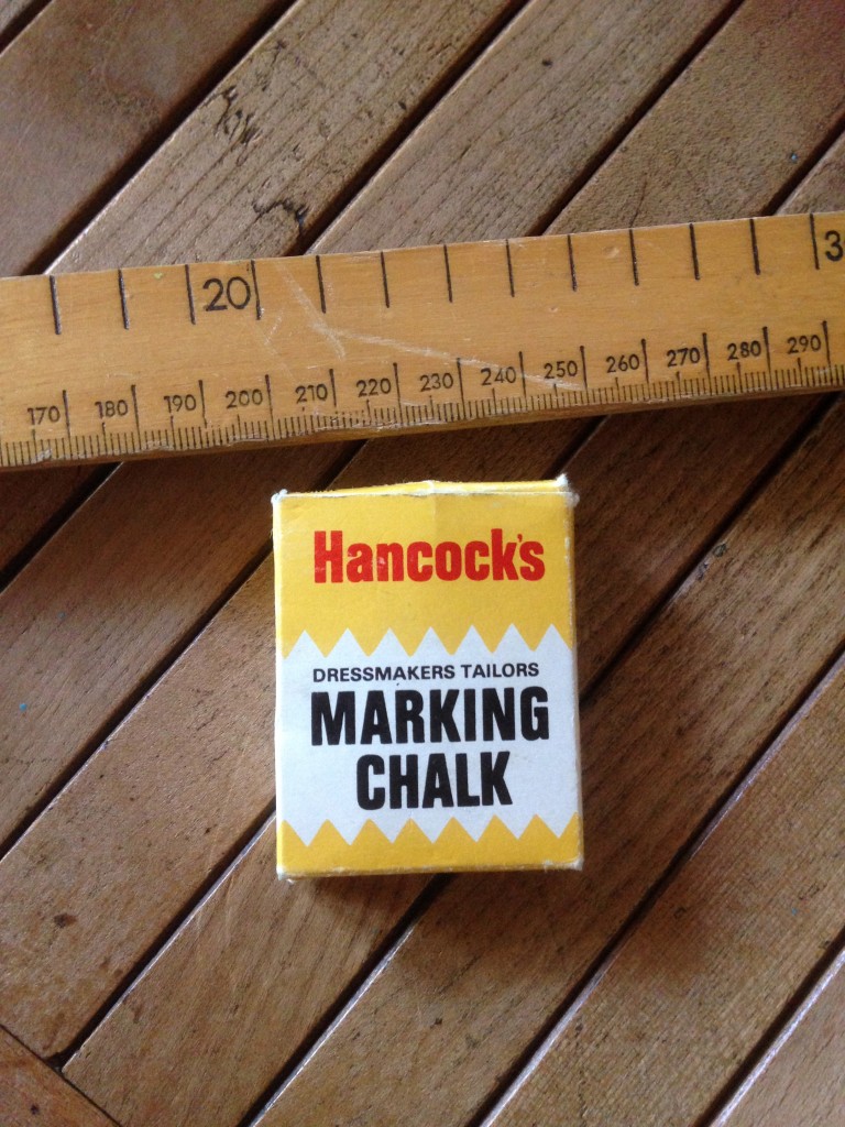 marking chalk and wooden ruler