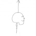 Drawing of side view of head with arrow pointing up from top of head